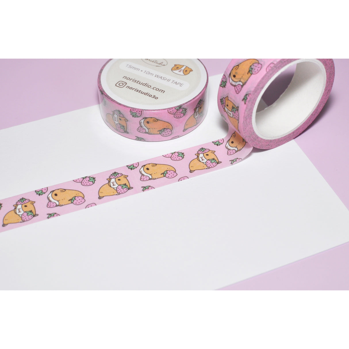 Pink Strawberries and Guinea Pig Washi Tape