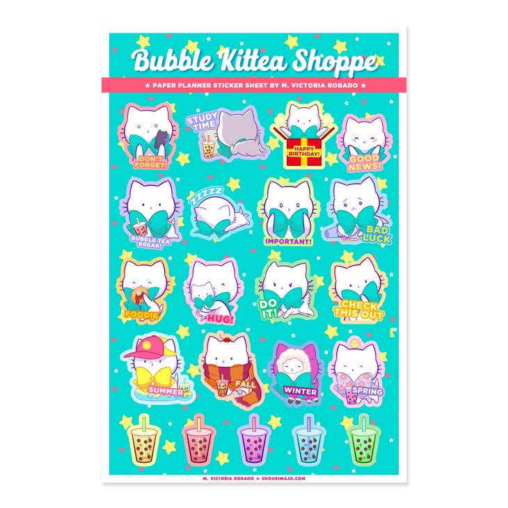 Bubble Kittea Planner Sticker Sheet