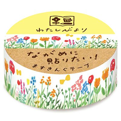 Cinta washi con motivos de campo de flores