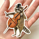 Raccoon Cellist Vinyl Sticker