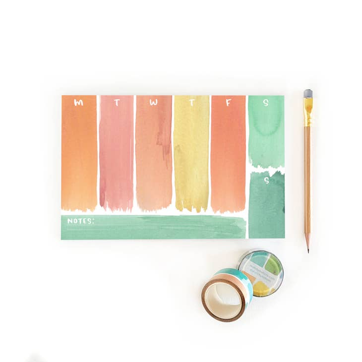 Rainbow Brushstrokes Weekly Planner Notepad