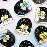 Reading Magical Cat Holographic Sticker