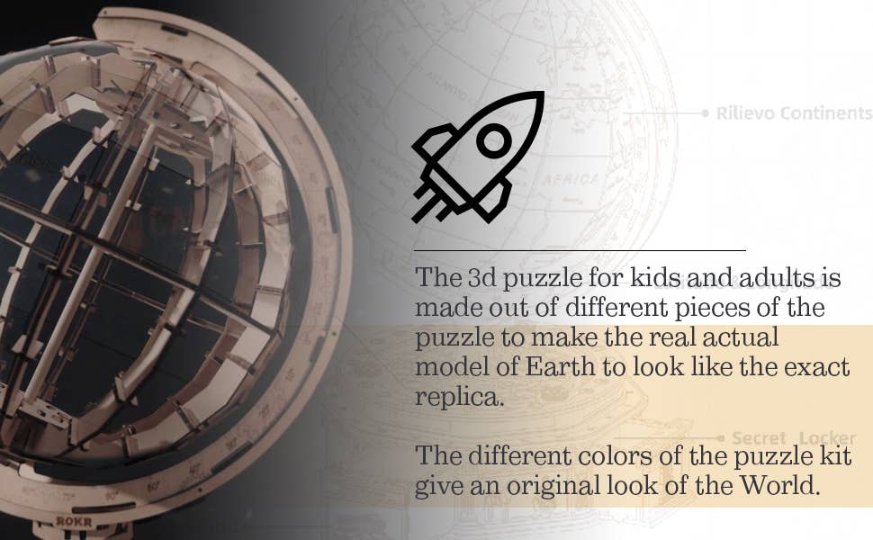 Globe Model 3D Wooden Puzzle - Black Friday 50% OFF