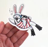 Scuba Diver Bunny Sticker