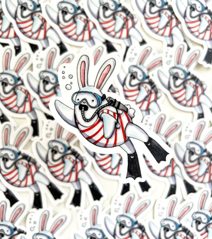 Scuba Diver Bunny Sticker