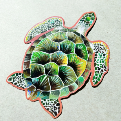 Sea Turtle Sticker with Holographic Accents