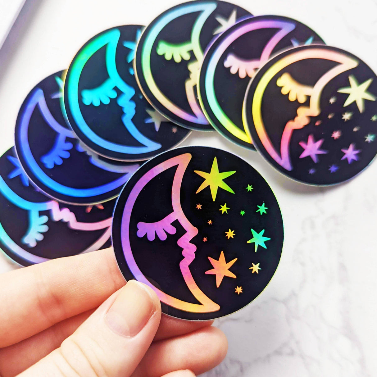 Sleepy Moon Holographic Sticker