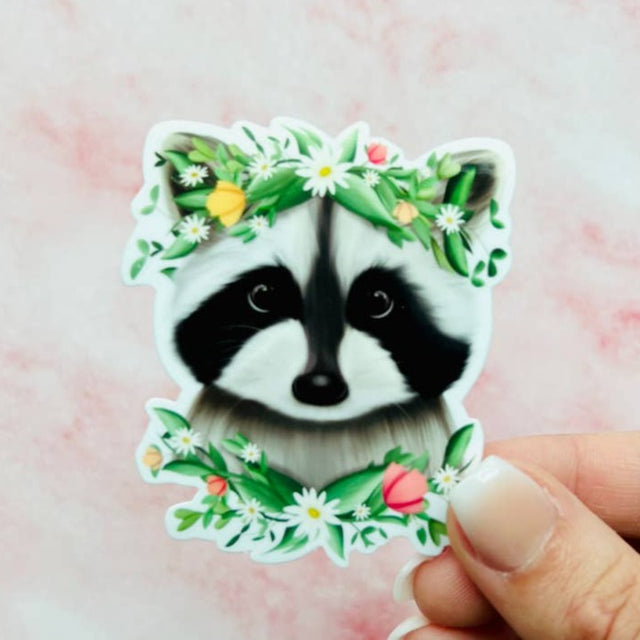 Spring Raccoon Vinyl Sticker