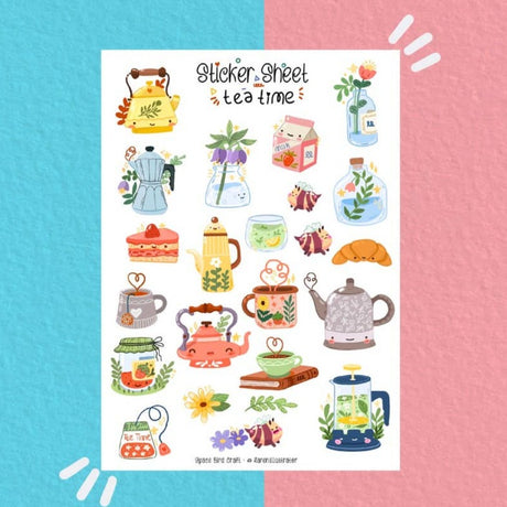 Sticker Sheet Tea Time- Bullet Journal Stickers