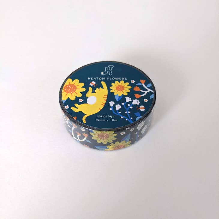 Sunflower Cats Washi Tape Keaton Flowers