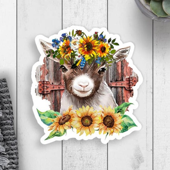 Sunflower Goat Vinyl Sticker