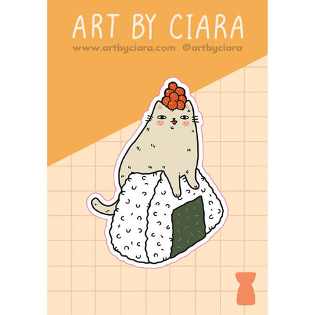 Pegatina de onigiri de gato sushi 