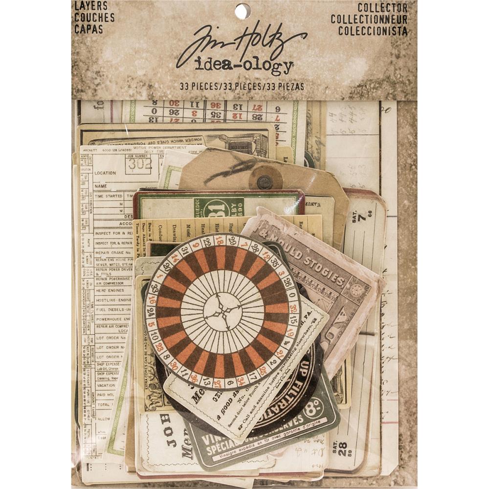 Tim Holtz Idea Ology Layers Cards. The perfect addition to scrapbook pages, cards and other craft projects! This 7x5 inch package contains thirty-three assorted card pieces. Imported. 