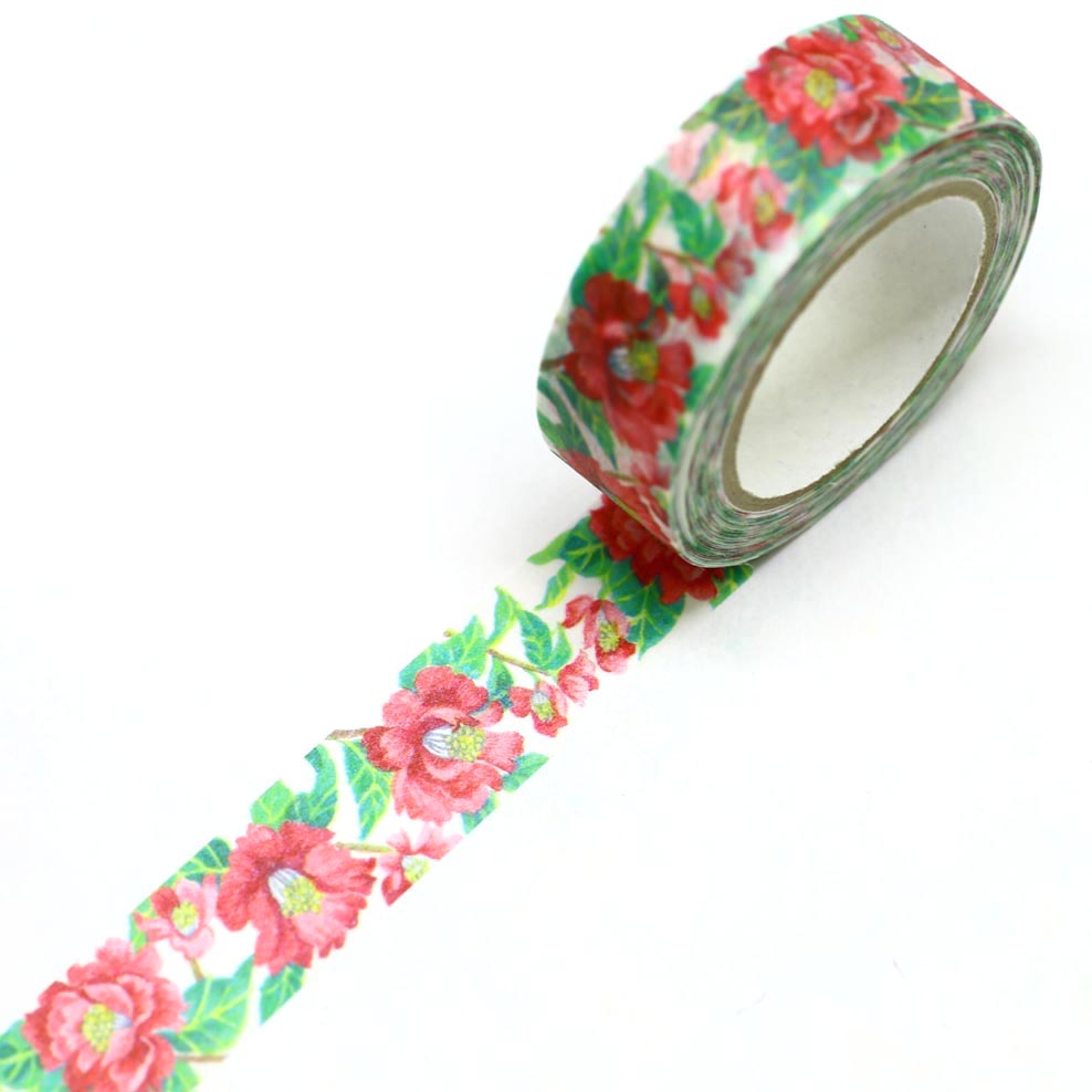 Cinta washi con flores de camelia SAIEN