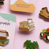 Tea and Books Enamel Pin