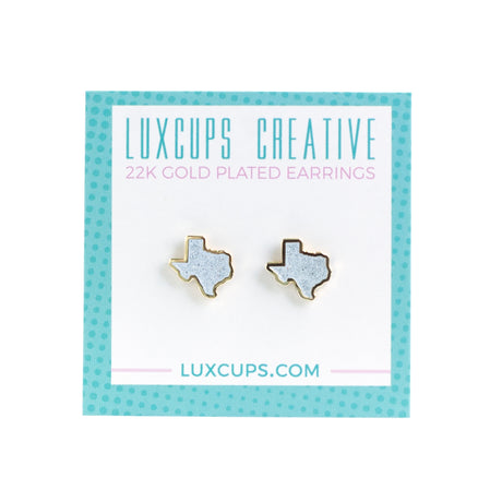 Texas Earrings Glitter LuxCups Creative