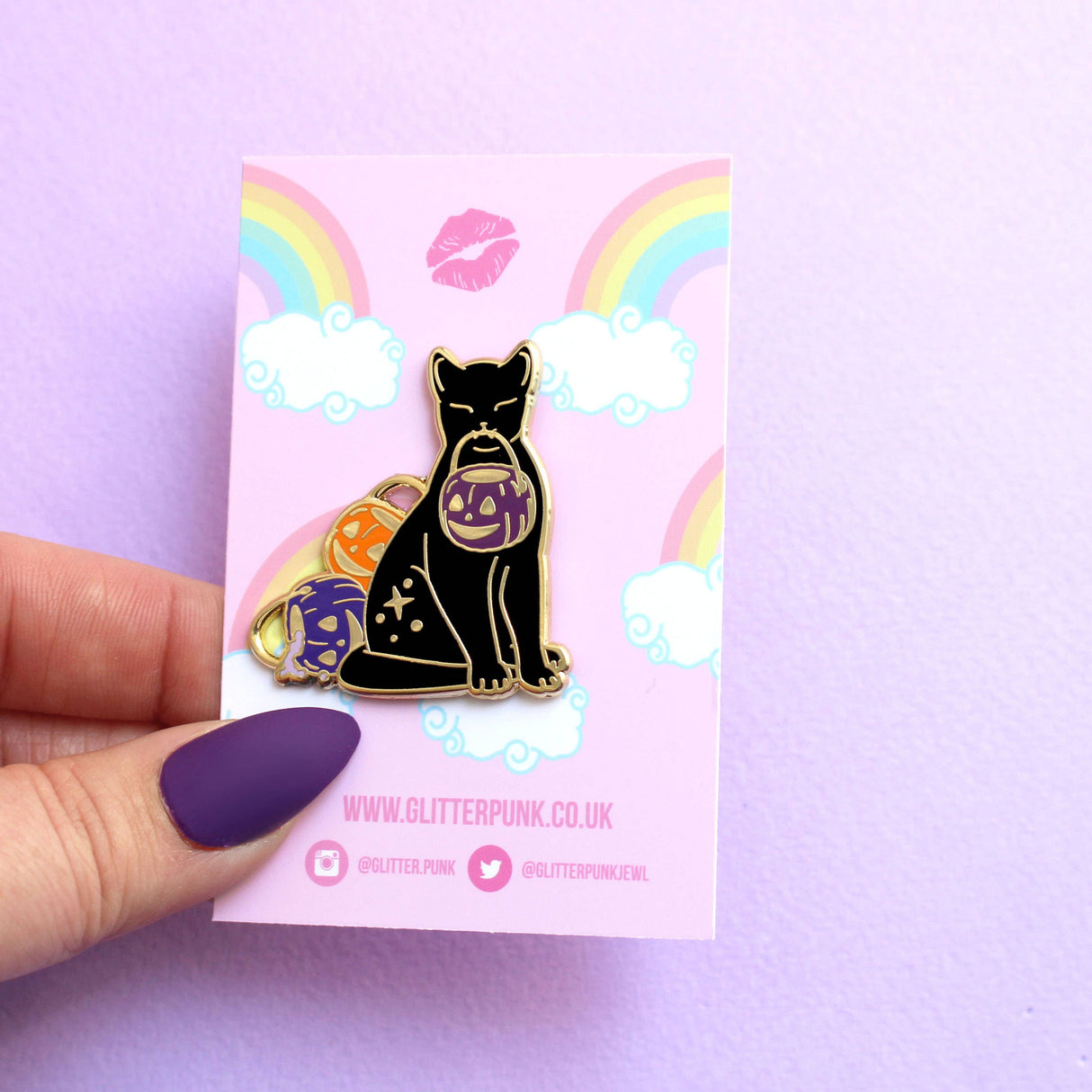 Trick or Treat Cat Enamel Pin