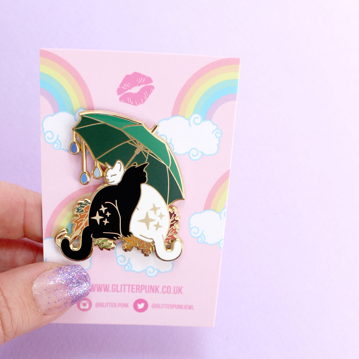 Umbrella cats enamel pin