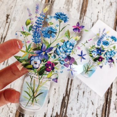 Violet Bouquet Clear Sticker