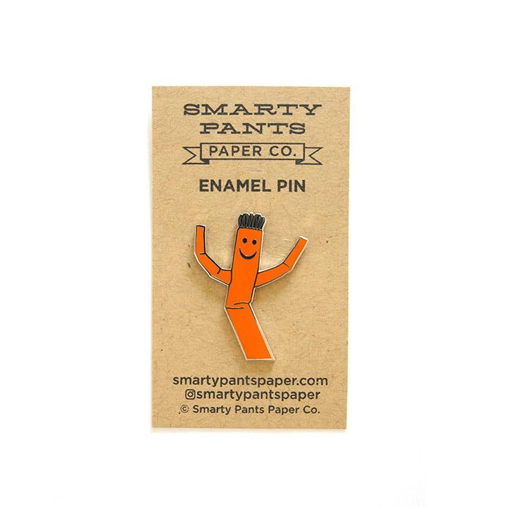 Wacky waving inflatable arm flailing tube man lapel pin - 1.5" tall - Rubber clutch - Silver color metal - Cloisonné enamel pin