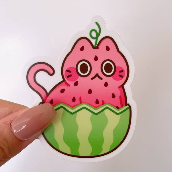 Watermelon Cat Vinyl Sticker