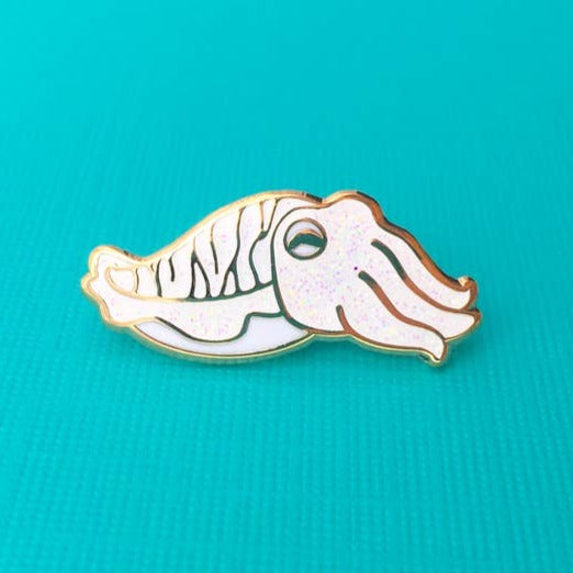 White Glitter Cuttlefish Pin