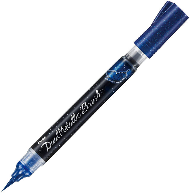 Pentel Dual Metallic Brush Pen - Blue and Metallic Green