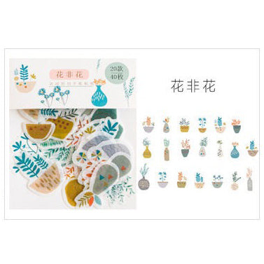 House Plants Washi Flake Sticker (40 pieces)