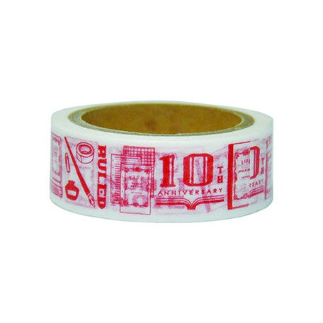 Noble Note Life Washi Tape 10th Anniversary Limited Edition - Vermilion (Red)  Stationery & Journal Love washi tape