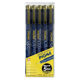 Bolígrafo Sakura Pigma Micron, paquete de 5, tinta negra 