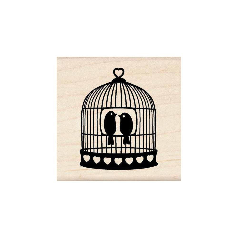 Heart Bird Cage Wood Stamp