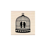 Heart Bird Cage Wood Stamp