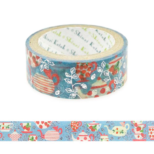 Cinta washi con motivo de la hora del té con fresas de Shinzi Katoh Design