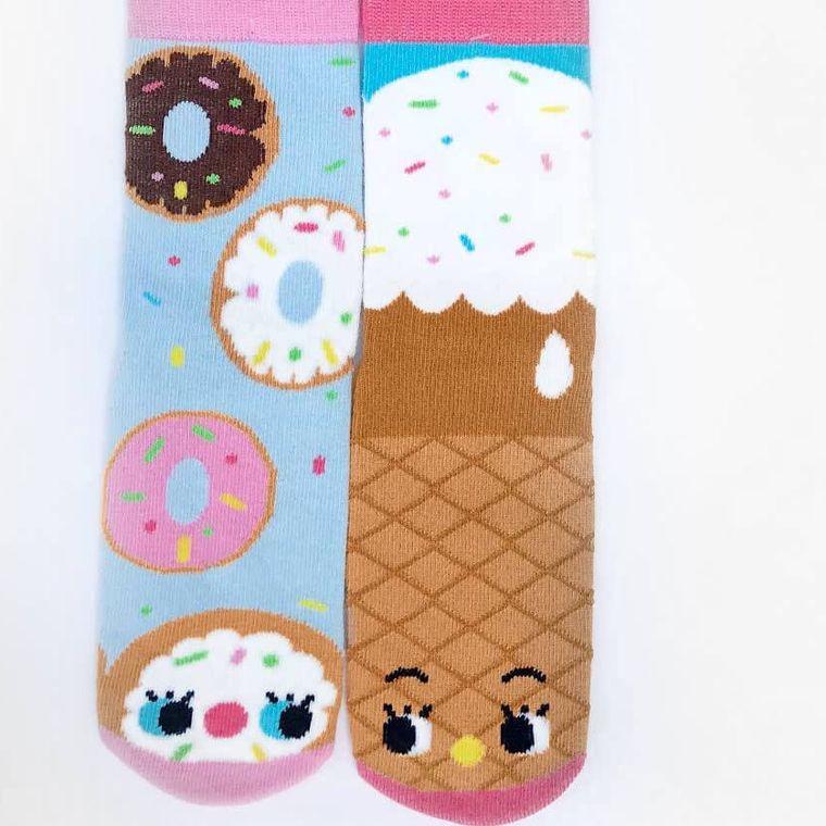 Calcetines desiguales para adolescentes con diseño de donut y helado 